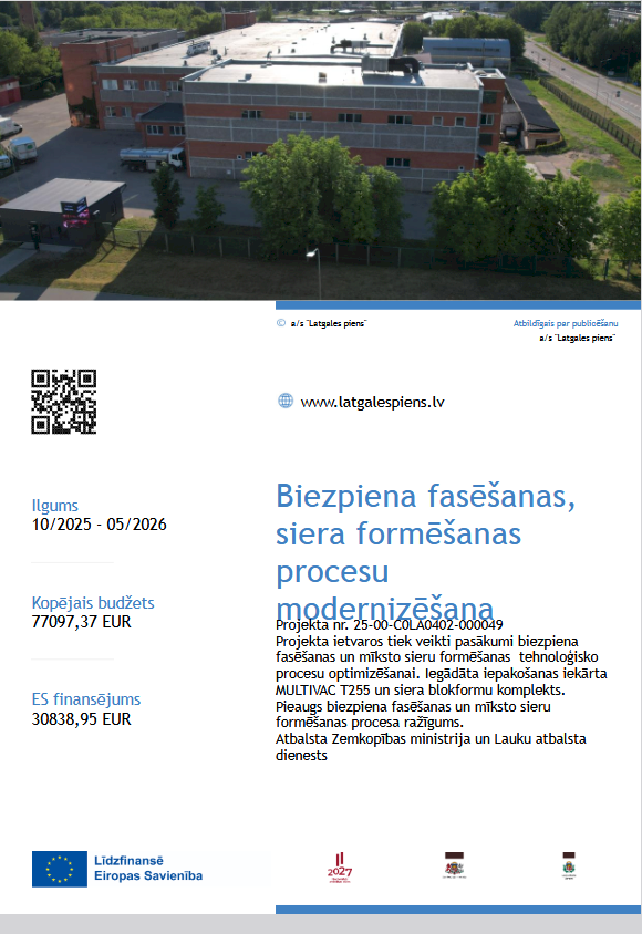 Biezpiena fasēšanas, siera formēšanas procesu modernizēšana